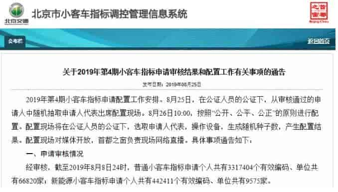 北京小客車指標(biāo)辦公布了本期小客車指標(biāo)申請審核結(jié)果和配置數(shù)據(jù)